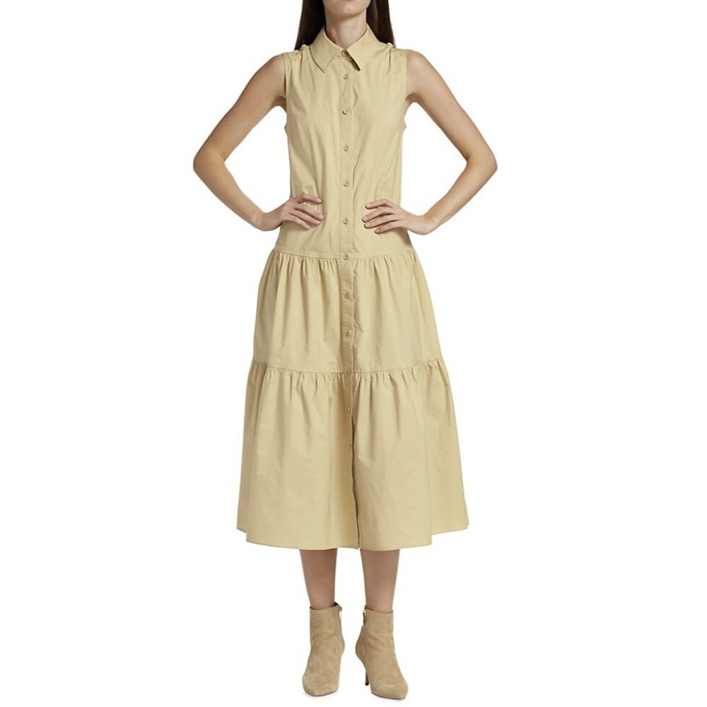 New Derek Lam 10 Crosby Tami Mixed Media Cotton Shirtdress P6967 - Picture 1 of 10